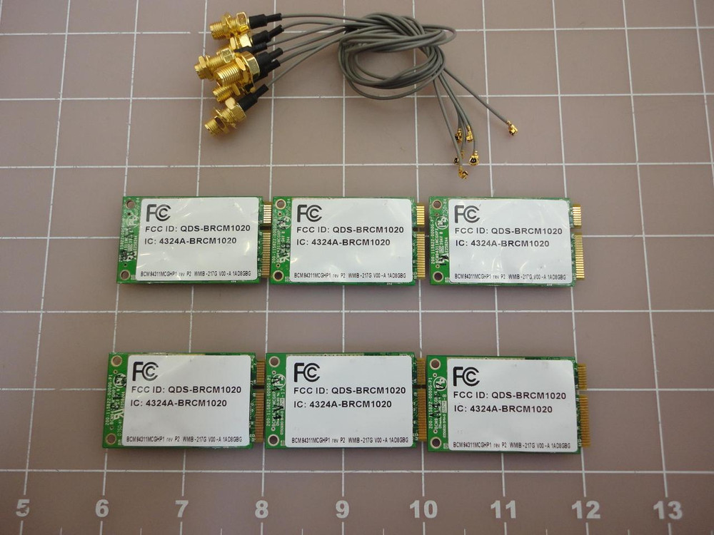LOT OF 6 HP QDS-BRCM1020 802.11B/G WIFI MINIPCIE CARDS T20337