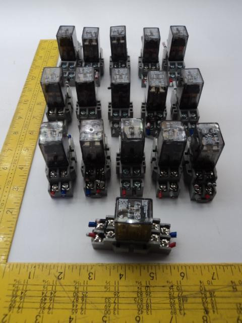LOT OF 16 POTTER & BRUMFIELD  K10P-11D15-24 RELAYS W/TERMINALS 24VDC 10A-300VAC T17178