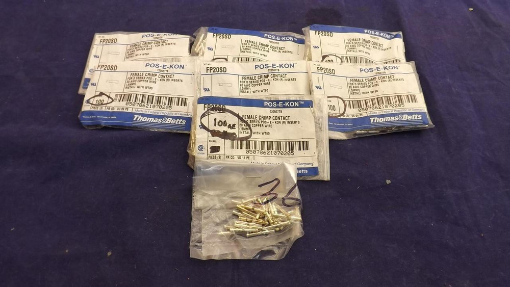 LOT OF 736 THOMAS & BETTS FP20SD FEMALE CRIMP CONTACTS T22111