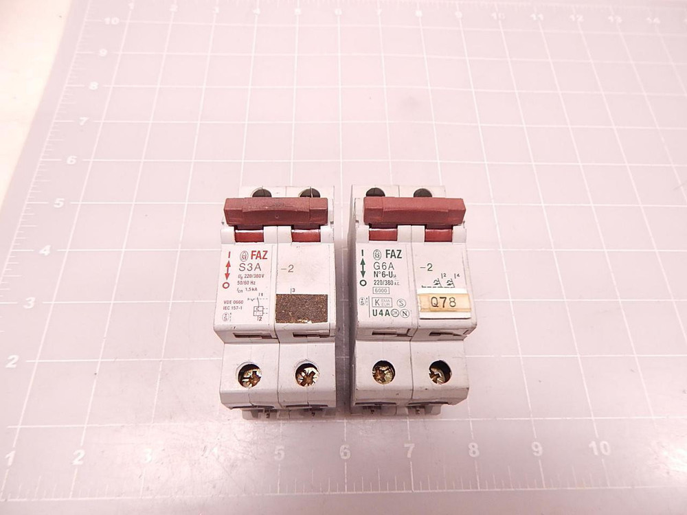 LOT OF 2 KLOCKNER MOELLER FAZS3A FAZG6A CIRCUIT BREAKERS T77717