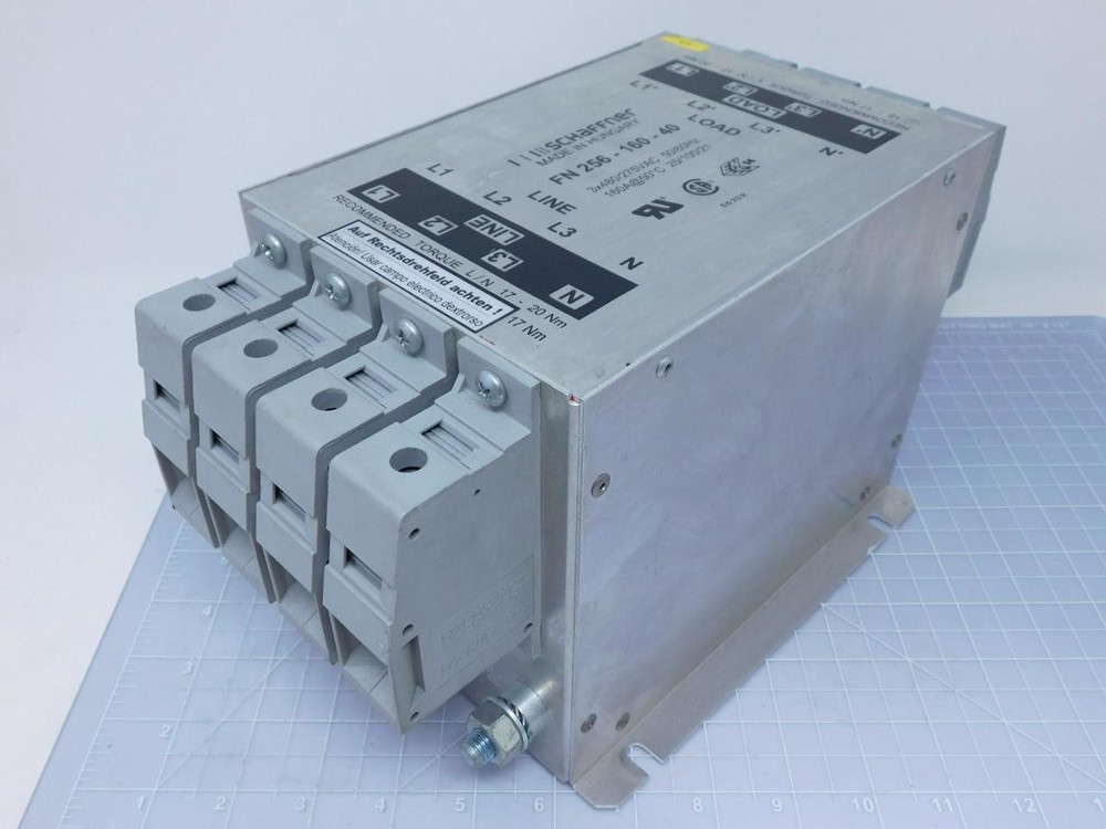 Schaffner FN 256-160-40 Compact General Purpose 3 Ph and Neutral Line EMC Filter T121362 For Sale