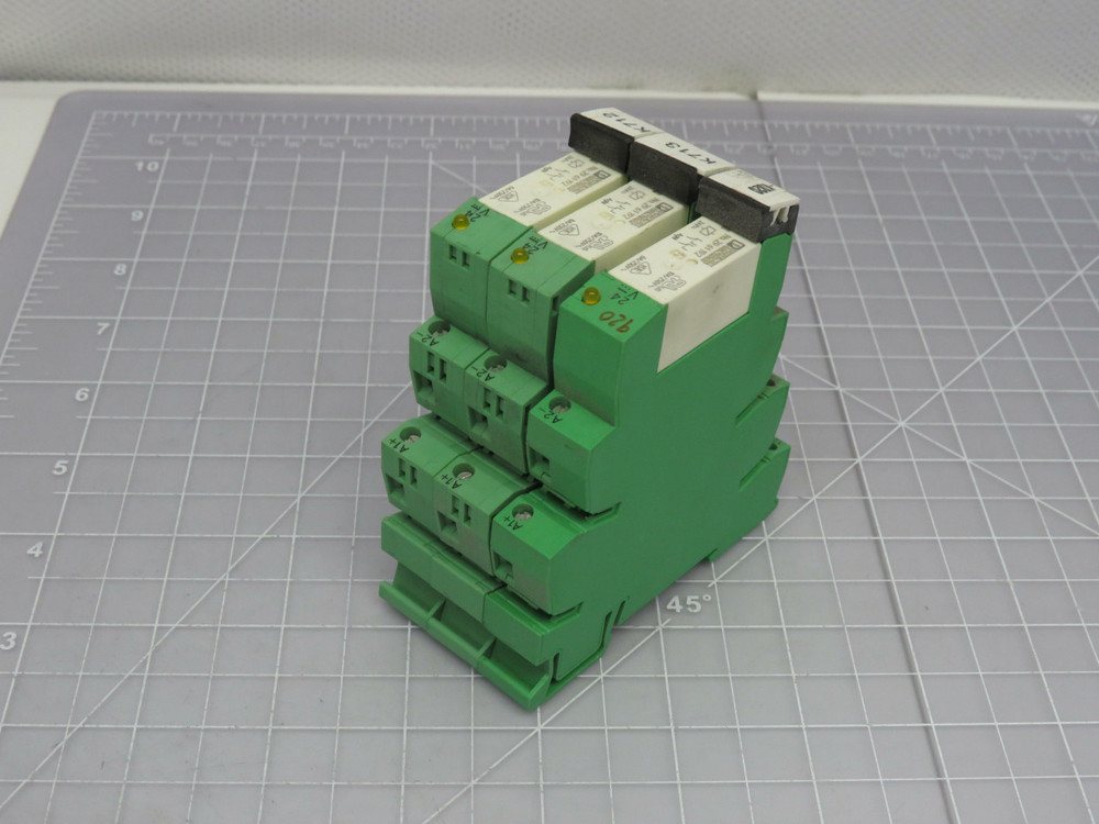 Lot of 3 Phoenix Contact PLC-BSN-24DC/21-21  Base Relay For Sale