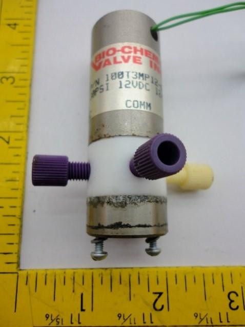 BIO-CHEM VALVE 100T3MP12-62 SOLENOID OPERATED ISOLATION VALVE 30PSI 12VDC T16266