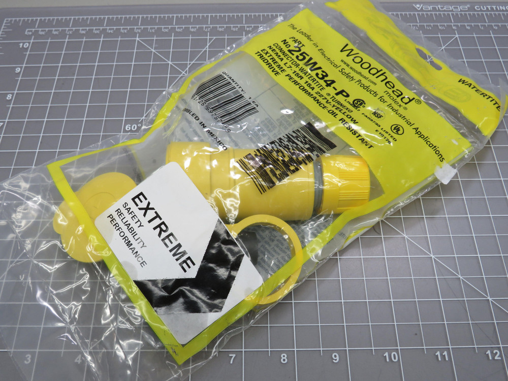 Woodhead 25W34-P  2P 3W 15A Locking Connector Industrial Grade For Sale