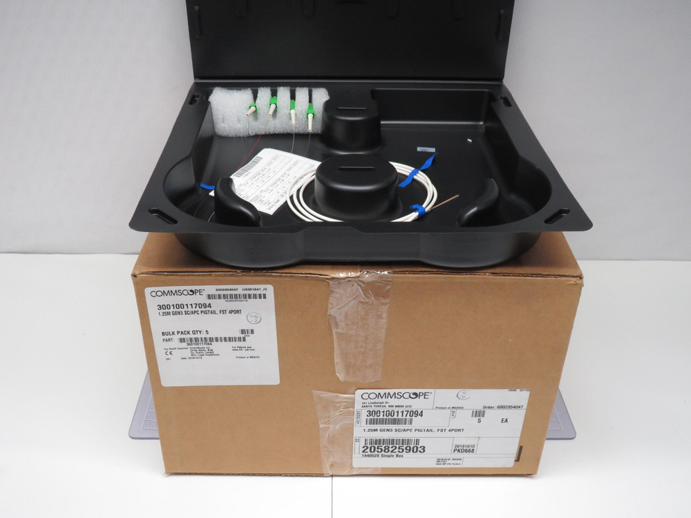 Lot of 5 Commscope 300100117094  1.25M Gen3 SC/APC Pigtail FST 4 Port For Sale