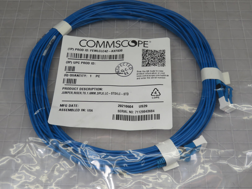 Commscope FEWLCLC42-AXF030  JUMPER RISER TS 1.6MM DPLX LC-SRD/LC-STD  For Sale