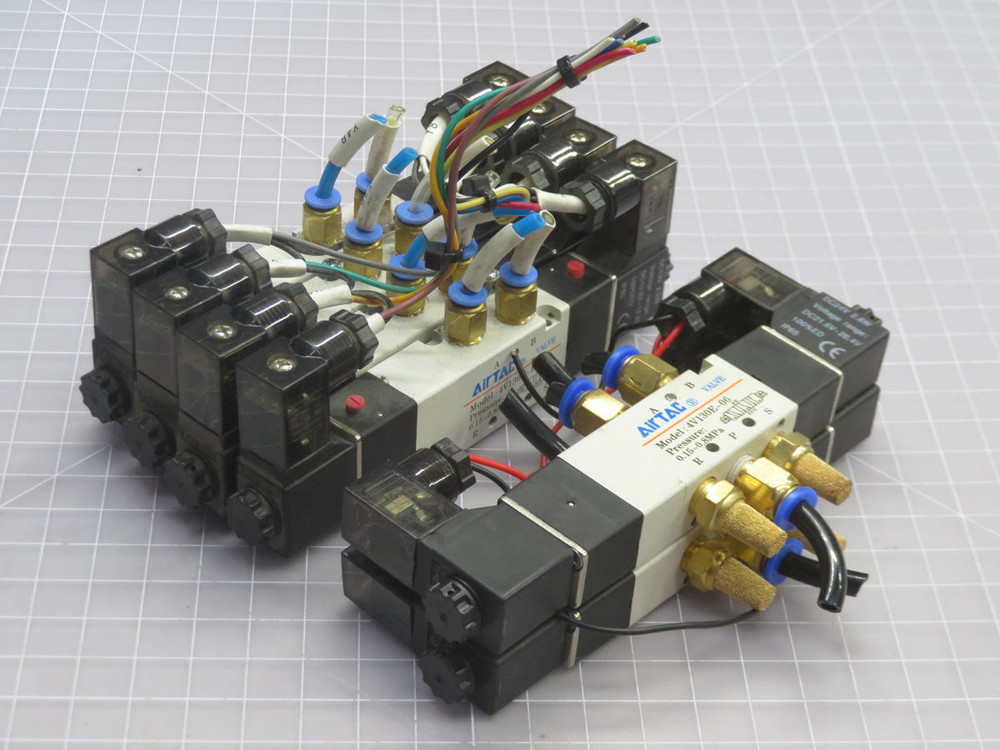 USED LOT OF 6 AIRTAC 4V130E-06 SOLENOID VALVES T265962 For Sale