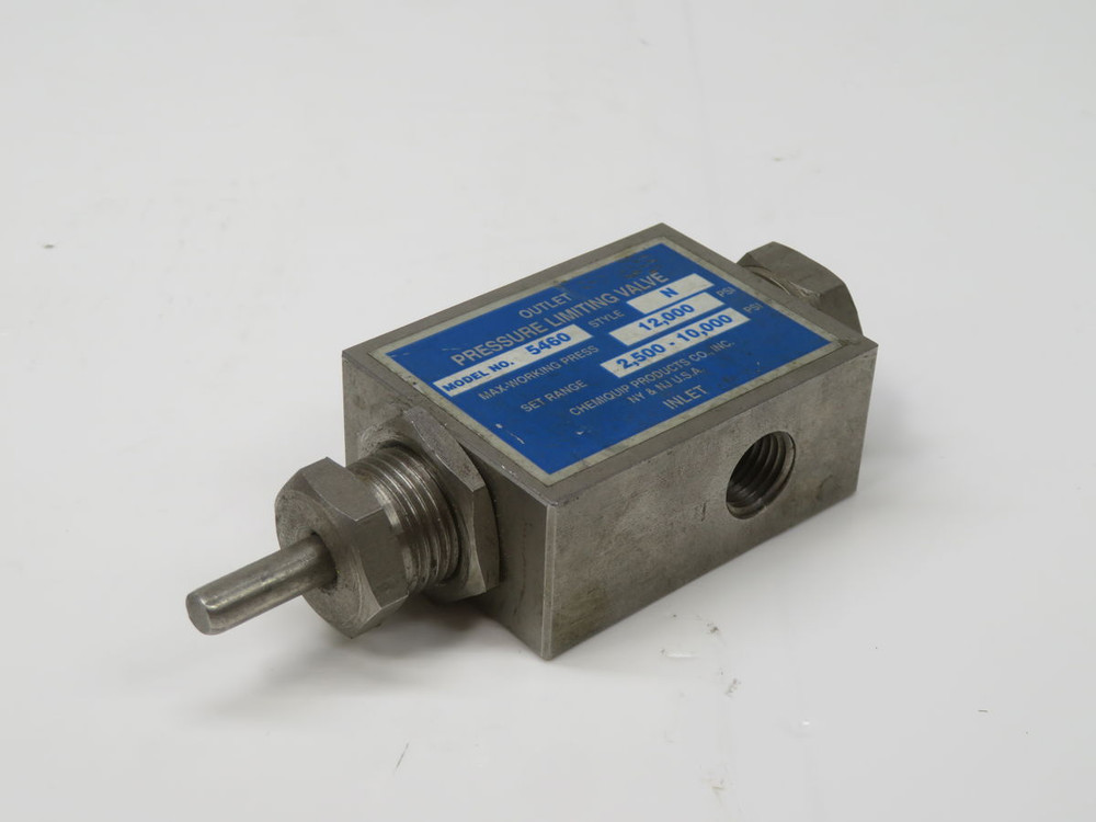 USED CHEMIQUIP 5460 STYLE N PRESSURE LIMITING VALVE T268989 FOR SALE
