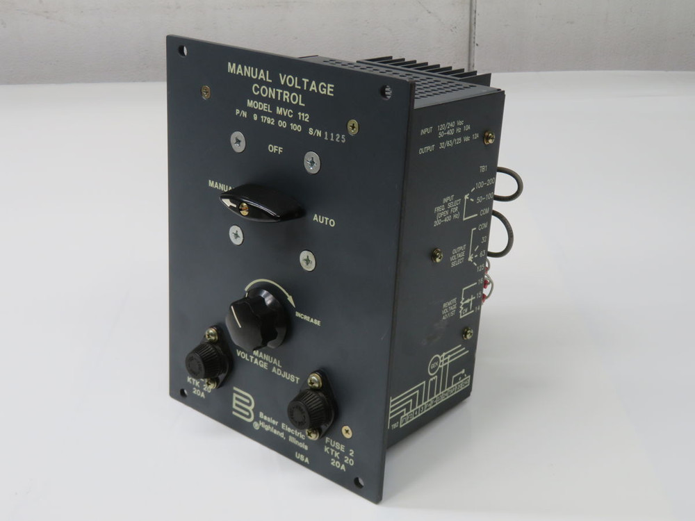 USED BASLER MVC 112 SOLID-STATE MANUAL VOLTAGE CONTROLLER T268897 FOR SALE