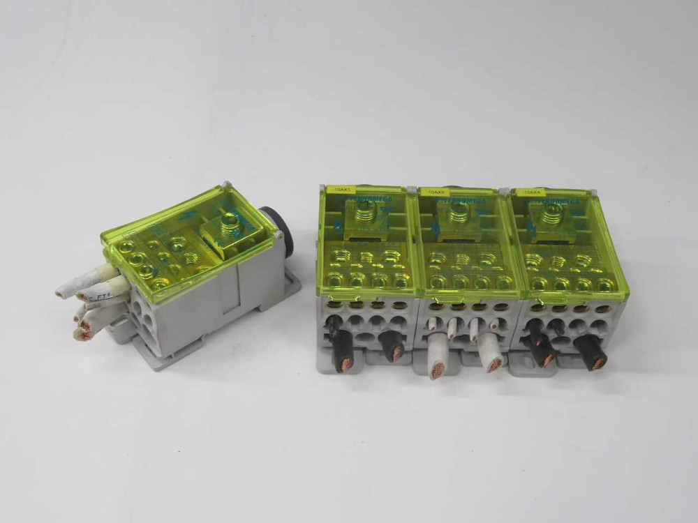 USED LOT OF 4 TEKNOMEGA RPU3010 DISTRIBUTION BLOCK T270511 FOR SALE