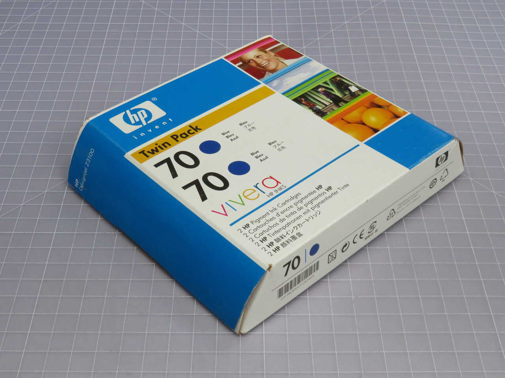 NOB HP CB349A 70 TWIN-PACK OF BLUE PIGMENT-BASED VIVERA INK CARTRIDGES T271957 FOR SALE