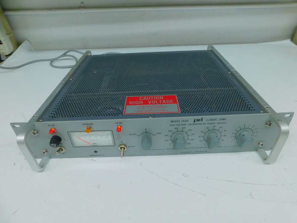 USED PD POWER DESIGNS 2K20 HIGH VOLTAGE CALIBRATED DC POWER SOURCE 1-2000V,20MA FOR SALE