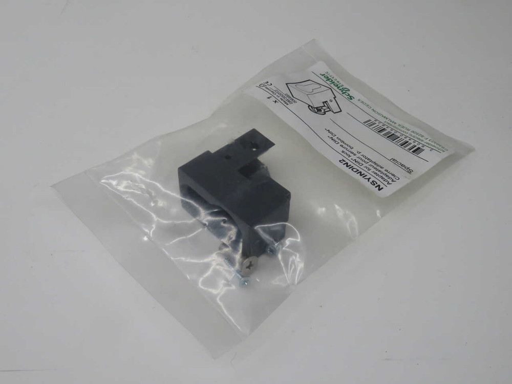 NOB LOT OF 100 SCHNEIDER NSYINDIN2 DIN-LOCK ADAPTOR FOR ENCLOSURE DOOR, 2-PIECE PACK FOR SALE