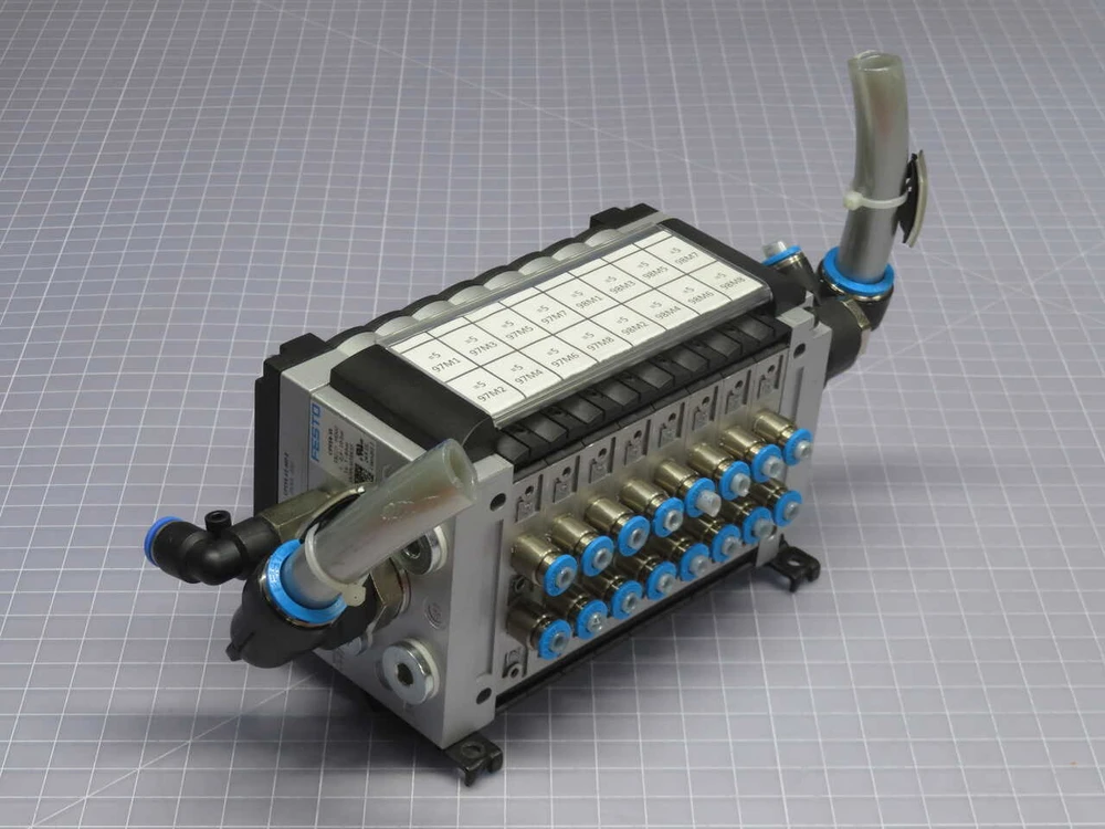 USED FESTO CPV14-VI CPV14-GE-MP-8 PNEUMATIC VALVE TERMINAL MANIFOLD SYSTEM, 8-STATION INTERFACE BASE + SUB-BASE FOR SALE