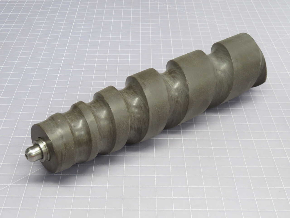 USED LOT OF 2 WORM SPIRAL PLASTIC WORM SPIRAL (INFEED SCREW), TRIANGULAR DRIVE BORE, PAIR FOR SALE