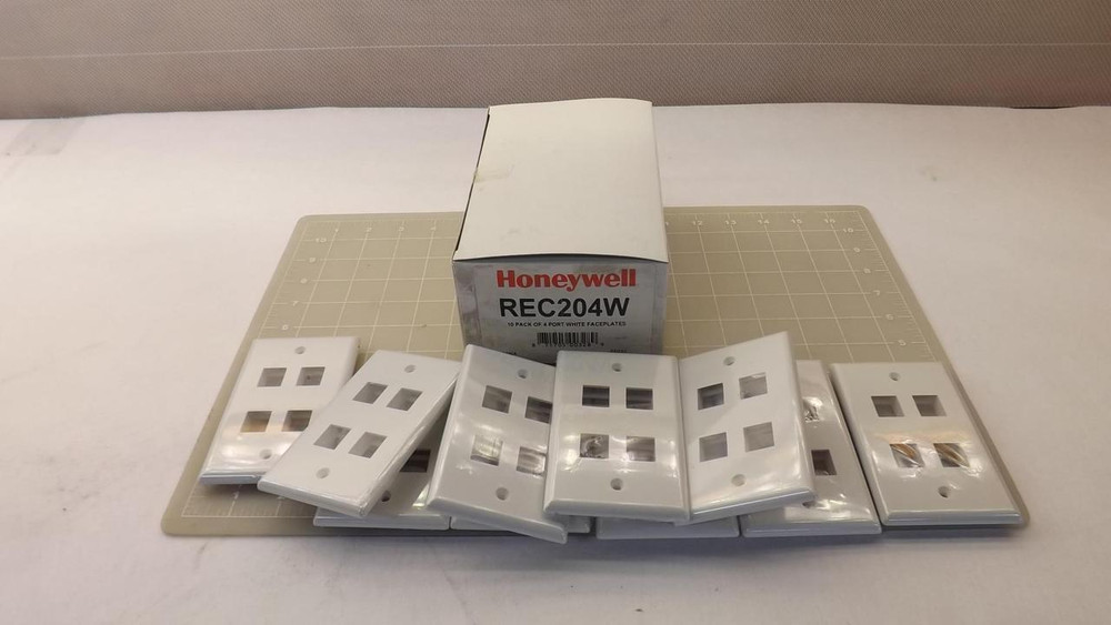 LOT OF 10 HONEYWELL REC204W 4-PORT WHITE FACEPLATES T26119