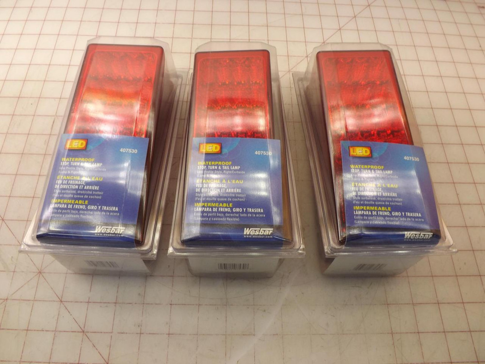 LOT OF 3 WESBAR 407530 LED WATERPROOF STOP TURN & TAIL LAMP T33128