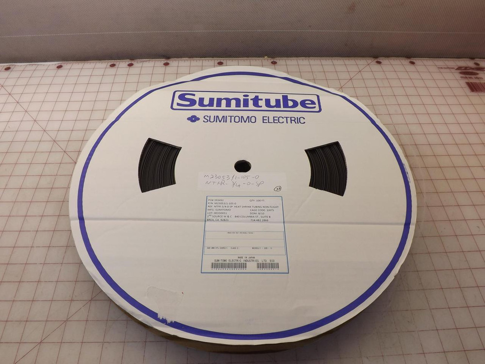 SUMITOMO ELECTRIC SUMITUBE M23053/1-105-0 HEAT SHRINK TUBING 3/4 INCH BLACK 100FT