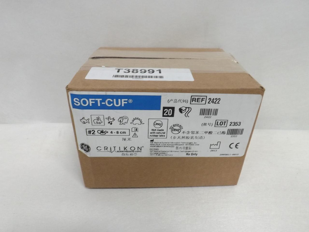 CASE OF 20 GE 2422 INFANT #2 LONG SOFT-CUF BLOOD PRESSURE CUFFS 4-8CM T38991