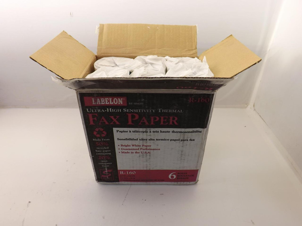 LOT OF 6 SIMON R-160 ULTRA-HIGH SENSITIVITY THERMAL FAX PAPER T41647