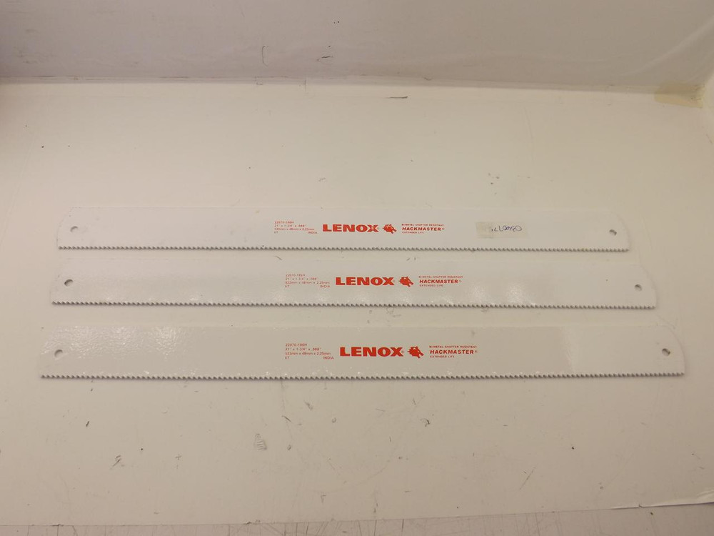 LOT OF 3 LENOX 22070-186H BI-METAL SHATTER RESISTANT HACKMASTER SAW BLADES T42462