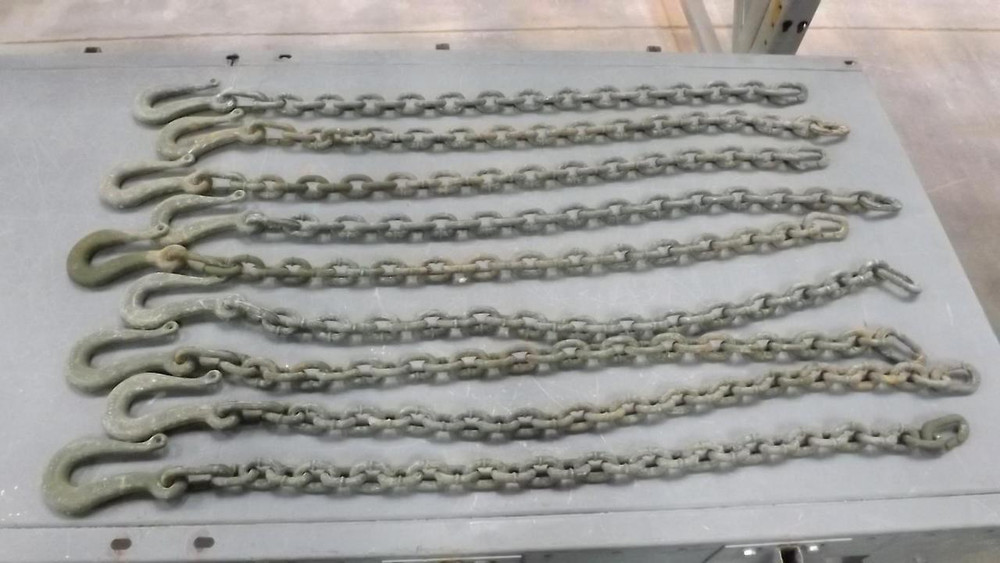 LOT OF 9 7339460 INDUSTRIAL LIFTING MILITARY CHAINS WITH HOOK T44706