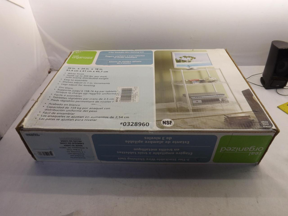 REAL ORGANIZED 328960 3-TIER 24X18 WHITE STACKER SHELF T43534