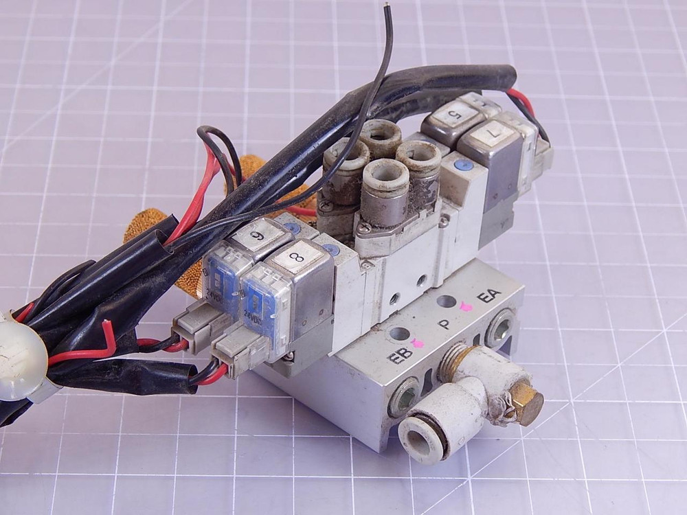 Lot of 2 SMC SY3220-5L-C6 Solenoid Valve w/ Manifold T95193 For Sale