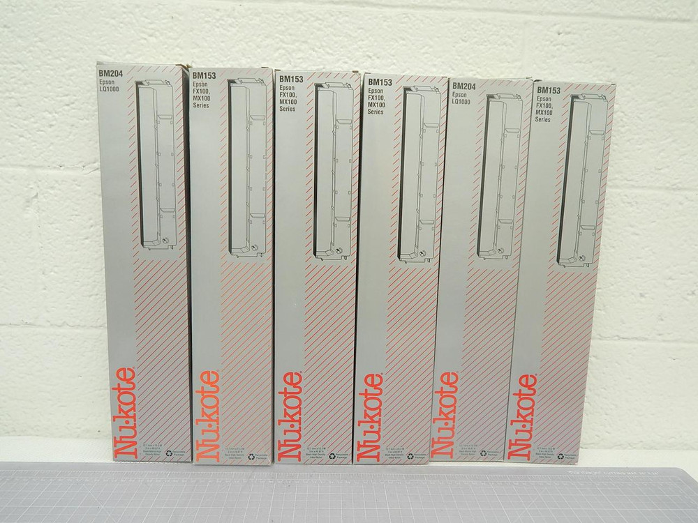 Lot of 6 Nu Kote, Epson BM204, LQ1000 Black Nylon Printer Ribbon T101815 For Sale