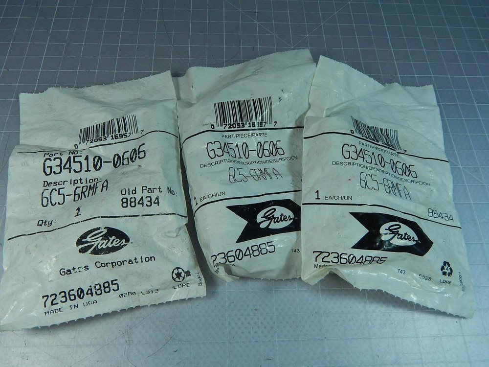 LOT OF 3 GATES G34510-0606 HYDRAULIC FITTINGS T103312
