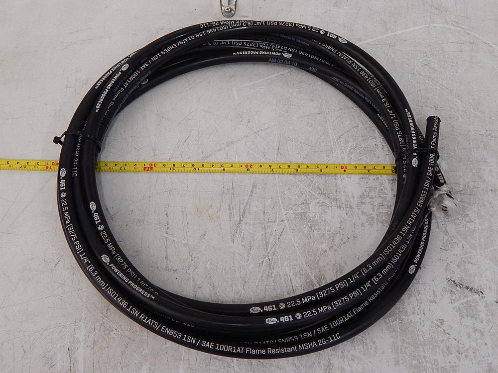 Gates 4G1, ISO1436 1SN R1ATS, EN853 1SN, SAE 100R1AT, 2G-11C 1/4 In 3275 Psi Flame Resistant Hydraulic Hose 20 Ft T103551 For Sale