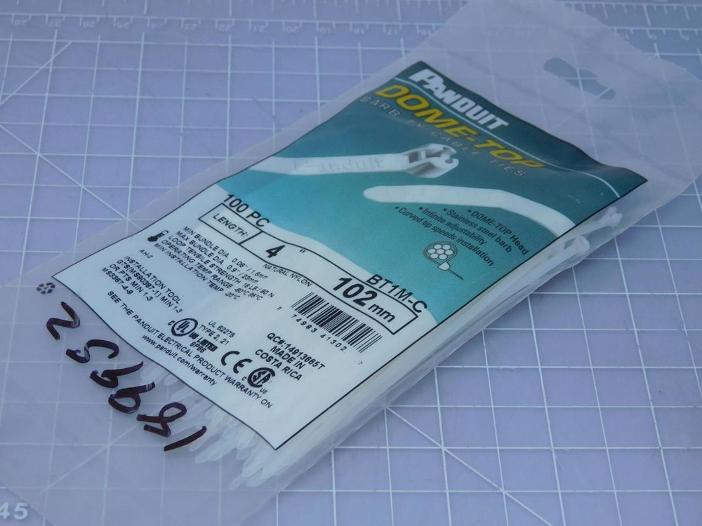 Lot of 700 Panduit BT1M-C Cable Ties Cable Locking Ntrl Nylon 6/6 4" L 18lbs. Load T119955 For Sale