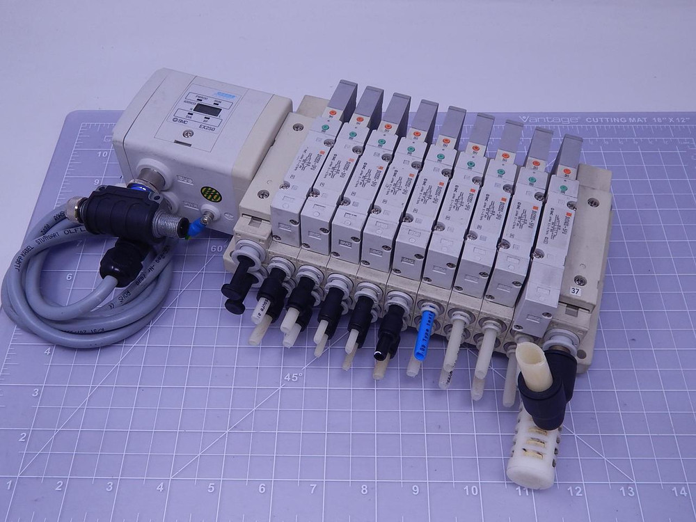 Lot of 9 SMC SV2200-5FU Solenoid Air Control Valves with Si Profibus Interface Si Unit EX250-SPR1 T121295 For Sale