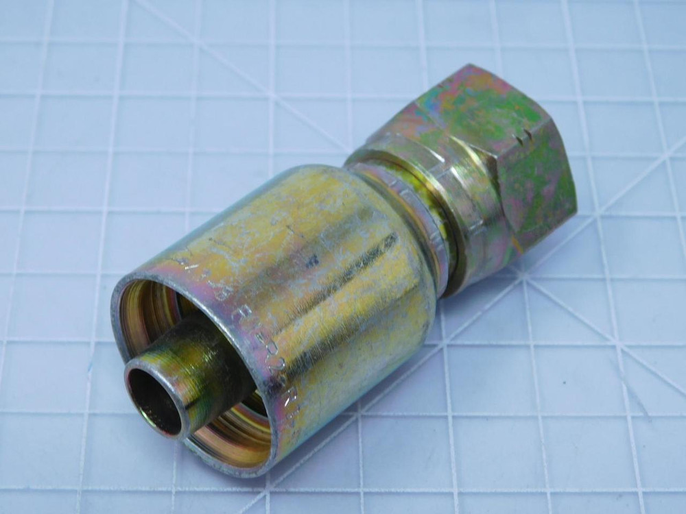 Parker Hydraulic P43-8-R1-R2-R3-R9JB4E    Female Swivel Crimpable Hydraulic Hose Fitting 13/16" x 1 1/8" For Sale