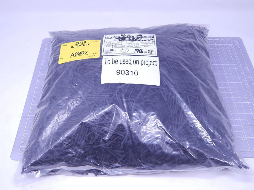 Lot of 10000 Heat Shrink Tubing 5-10130-103-0-36    3/32 In Black Heat Shrink Tubing 600 V 125 ÃÂ¦ÃÂÃÂ³C For Sale