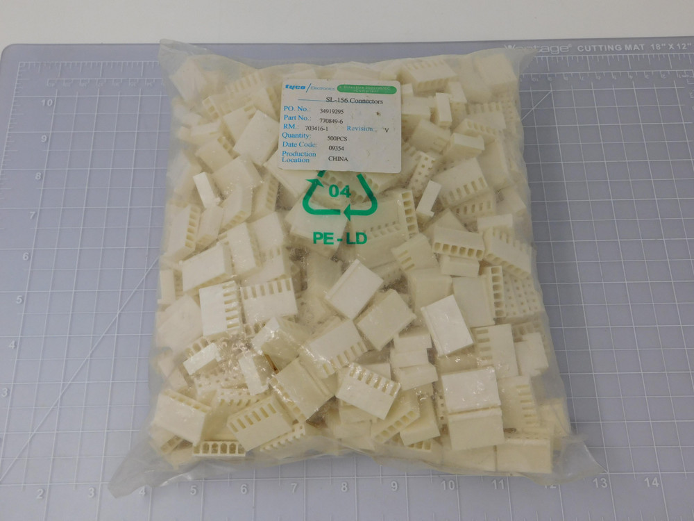 Lot of 500 Tyco SL-156 770849-6   Headers & Wire Housings 06P SL156 HSG W/ LCK For Sale