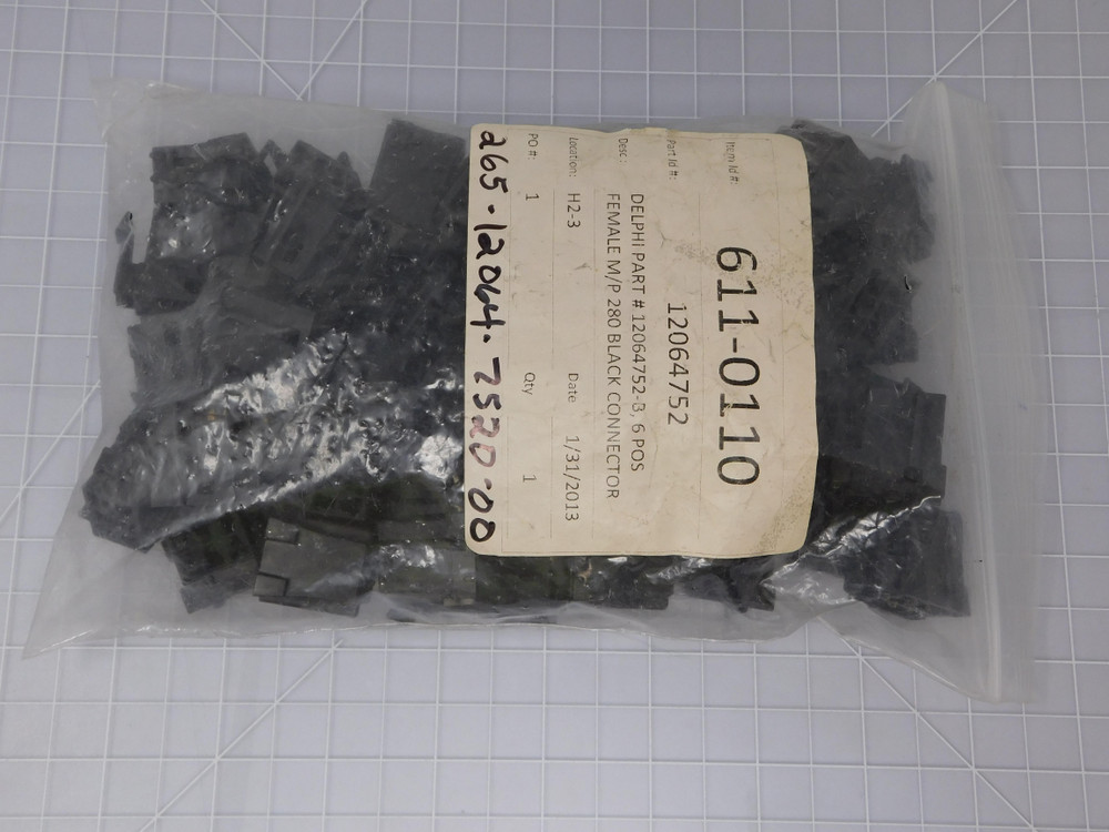 Lot of 53 Delphi 12064752    Automotive Connectors 6 P FEMALE BLACK 280 SERIES 30 A For Sale
