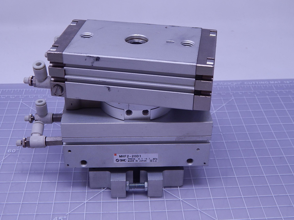 Lot of 2 SMC MHF2- 20D1    Double Action Pneumatic Gripper For Sale