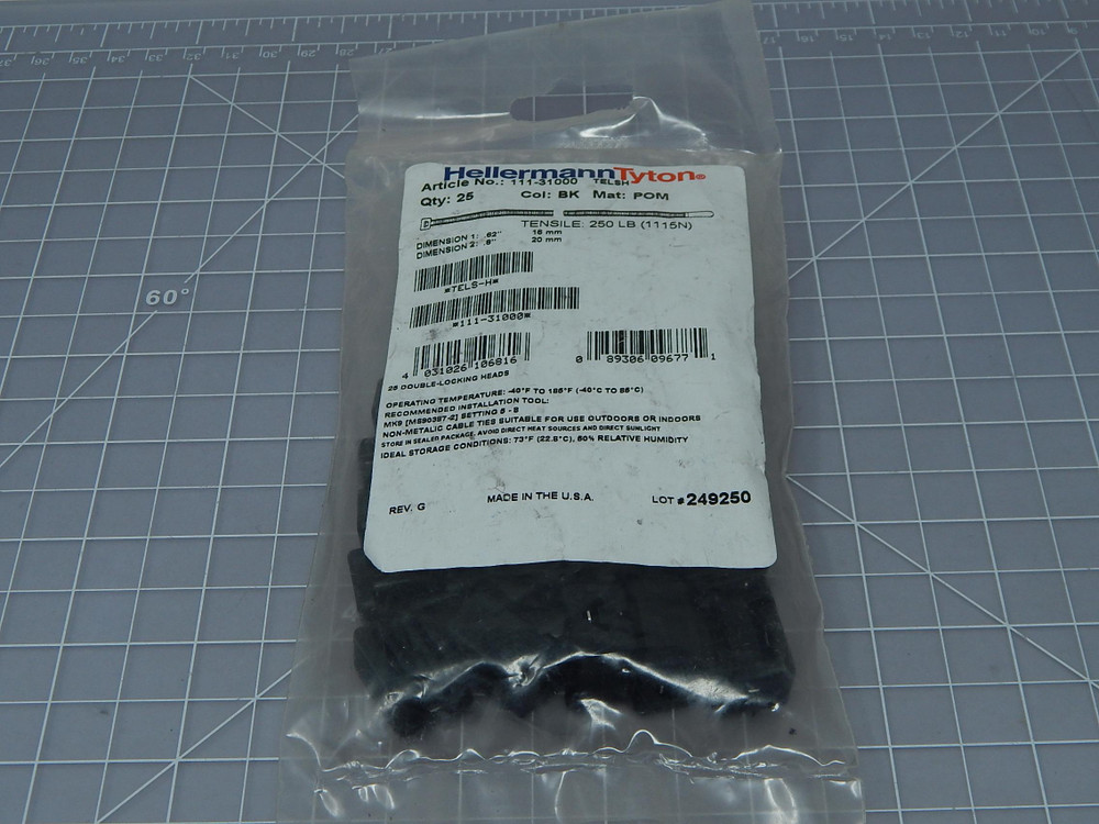Lot of 25  Hellermann Tyton  TELS-H  Black Polyacetel Cable Tie Kit For Sale