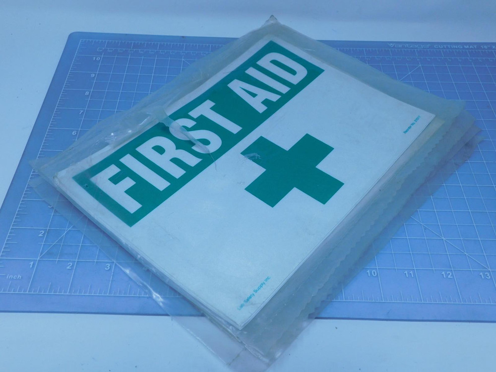 Lot of 15 Lab Safety Supply 21017  First Aid Signs For Sale