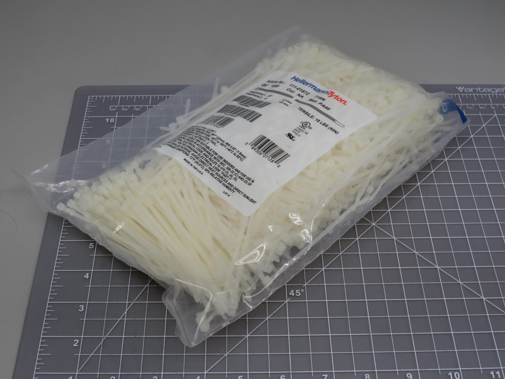 Lot of 1000 Hellermann Tyton 111-01872  4 Inch 18 LBS Natural Cable Tie For Sale