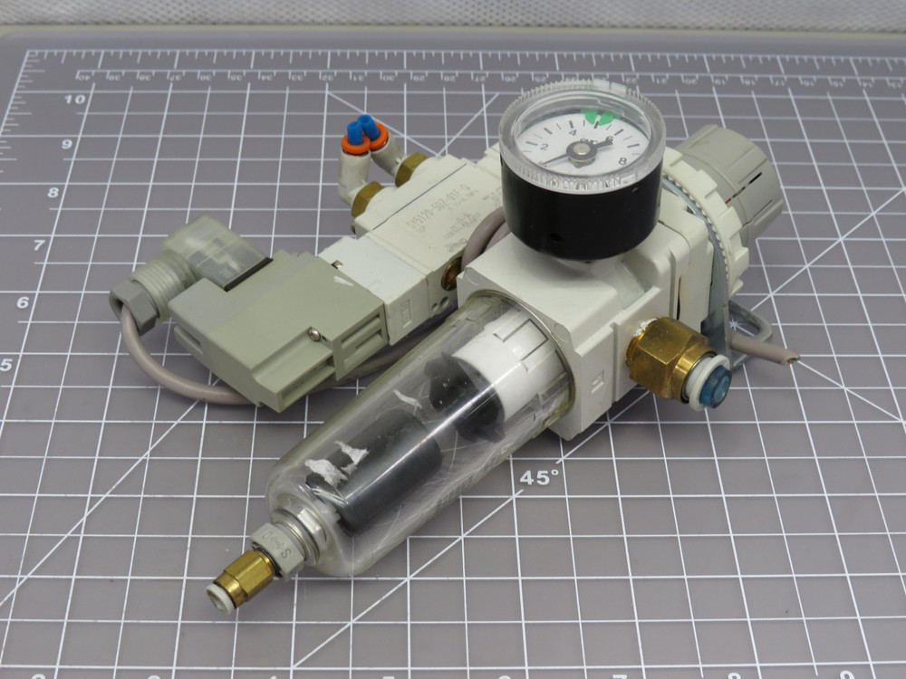 SMC AW20-F02C-A SY5120-5DZ-01F-Q Pneumatic Regulator w Filter For Sale