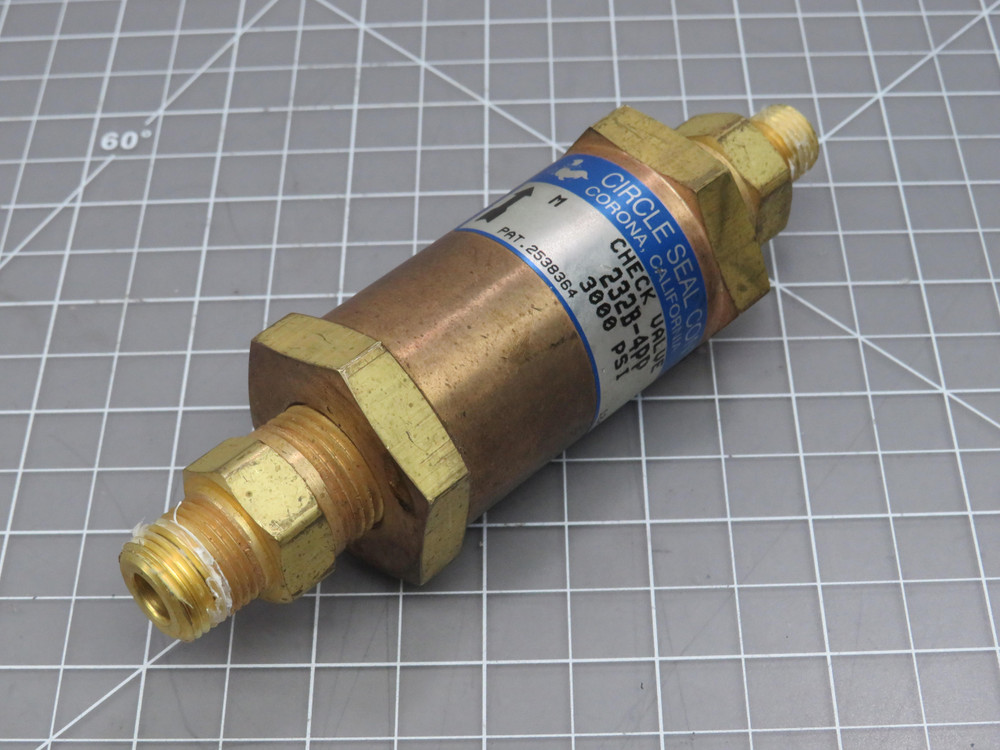 Circle Seal Controls 232B-4PP  Brass Check Valve 1/2 In NPT 3000 PSI For Sale