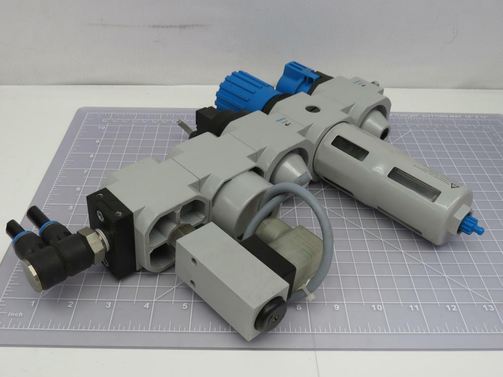 Festo HEL D-MIDI FRM D-MiDI Pneumatic Regulator Set Lock Valve Assembly For Sale