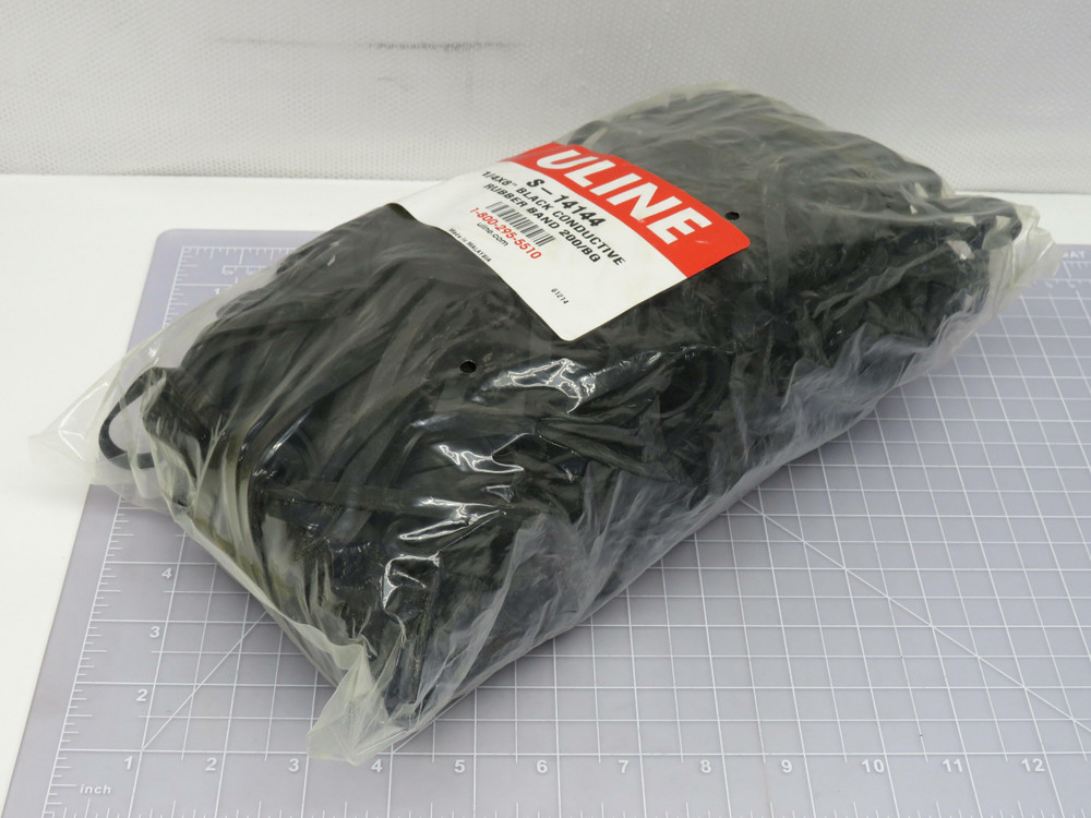 Lot of 200 ULine S-14144  1/4X8 In Black Conductive Rubber Band 200/BG For Sale