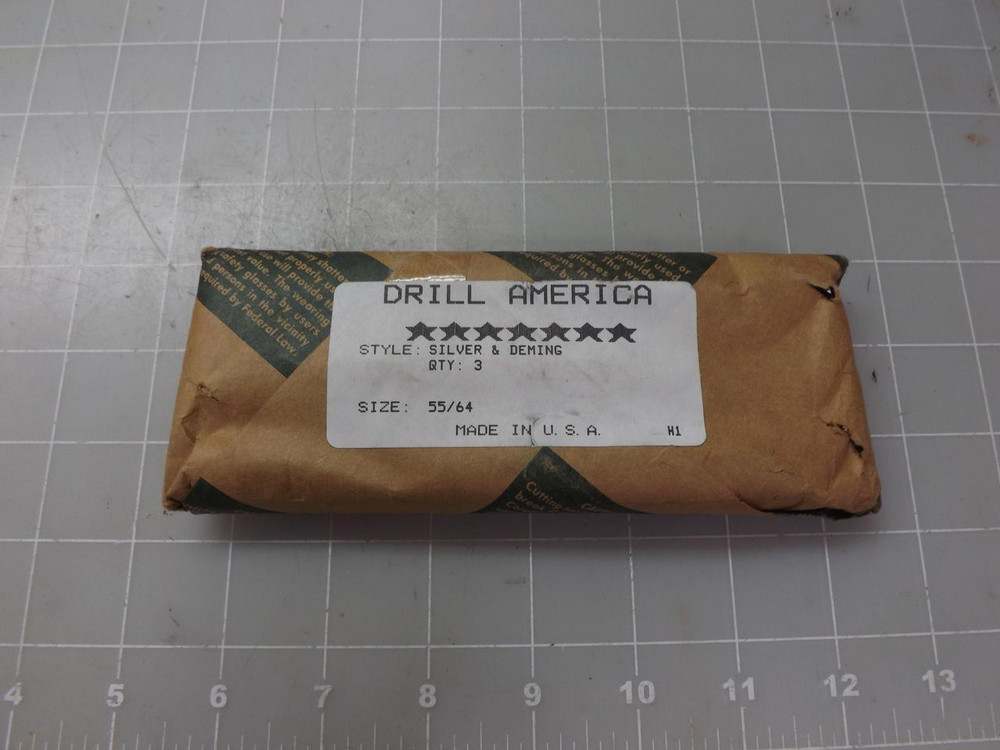 LOT OF 3 DRILL AMERICA 55/64 SILVER AND DEMING DRILL BIT T50637