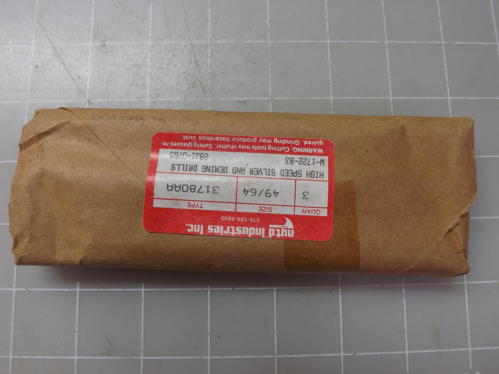 LOT OF 3 NYTD 31776AA 2831-0765 49/64 HIGH SPEED SILVER AND DEMING DRILL BIT T50642