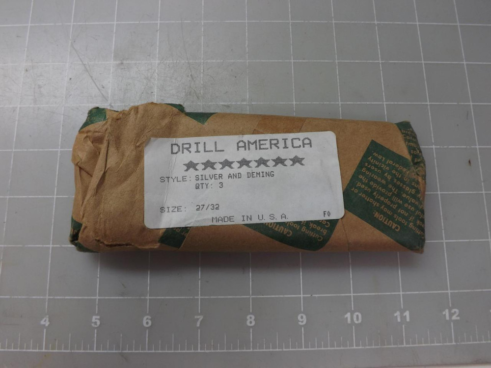 LOT OF 3 DRILL AMERICA 27/32 SILVER AND DEMING DRILL BIT T50650