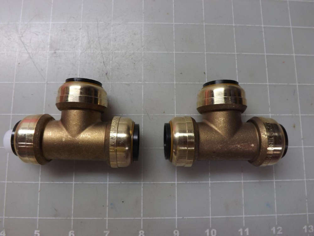 LOT OF 2 CUPC NSF61 1061 EPC 3/4'' BRASS PUSH FIT TEE FITTINGS T50809