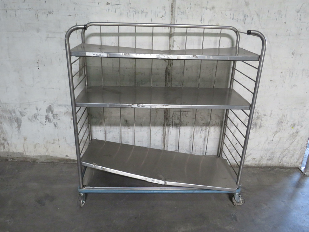 Stainless Steel 3-Shelf Stack Cart 63 In x 58 In w damage  For Sale